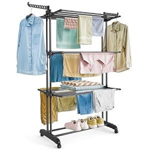 about space cloth dryer stand portable double pole black - 55ft