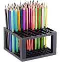 ABOUT SPACE 96 Holes Pencil & Brush Holder - Tabletop Plastic Study Desk Organizer Stand for Pens, Paint Brushes, Modeling Tools, Office & Art Supplies - Mesh Pen Holder - Stationery Organiser (Grey)