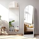 ABOUT SPACE 4ft Cheval Mirror for Wall - Arch Shaped for Bedroom | Full Mirror with Stand Thin Aluminium Frame Vertical Display for Living Room, Boutique- (White)