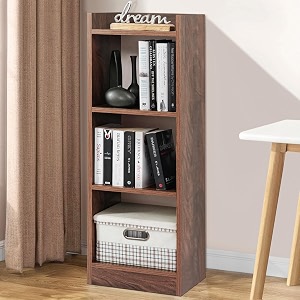 about space book shelf for home - 3 tier cube book shelves engineered wood open book rack for study room book organizer stand for library bedroom living room office l 33 x b 24 x h 96cm - walnut