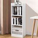 ABOUT SPACE Book Shelf for Home - 3 Tier Cube Book Shelves, Engineered Wood Open Book Rack for Study Room, Book Organizer Stand for Library, Bedroom, Living Room, Office (L 33 x B 24 x H 96cm - White)