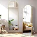 ABOUT SPACE 4ft Cheval Mirror for Wall - Arch Shaped for Bedroom | Full Mirror with Stand Thin Aluminium Frame Vertical Display for Living Room, Boutique- (Gold)
