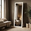 ABOUT SPACE Cheval Mirror for Wall - 5 Feet Unbreakable Mirror for Bedroom | Full Length Tempered Glass with Stand Sturdy MDF Frame Vertical Display for Living Room, Bedroom - White