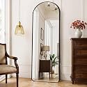 ABOUT SPACE Cheval Mirror for Wall - 5 Feet Unbreakable Arch Mirror for Bedroom | Full Length Tempered Glass with Stand, Frame Aluminium Alloy Vertical Hanging Display for Living Room, Bedroom - Black
