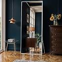 ABOUT SPACE Cheval Mirror for Wall - 5 Feet Unbreakable Mirror for Bedroom | Full Length Tempered Glass with Stand Thin Frame Aluminium Alloy Vertical Hanging Display for Living Room, Bedroom-White