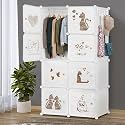 ABOUT SPACE Professional Collapsible Wardrobe - DIY 8 Cube Plastic Almirah for Clothes with Side Hanger, Door Magnet &amp; Hamer- Durable, Foldable Wardrobe for Storage |Non-Slip Storage Organizer - Blue