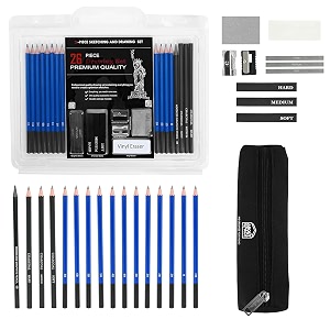 about space drawing kit - 26 pcs professional sketch amp drawing tool kit with pencil case - includes graphite amp charcoal pencils graphite amp charcoal sticks eraser