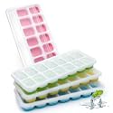 ABOUT SPACE Ice Trays - 4 Pcs Easy Release 14 Ice Cube Flexible Silicone Food Grade Material Stackable Ice Cube Trays with Lids for Juices, Coffee, Whiskeys & Cocktails (3.8 x 2 x 2.7 cm Mould)