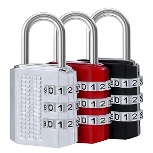 about space number lock 3 pack- 3-digit number anti-theft zinc alloy locker-resettable pin number water-resistant combination padlockhardened shackle for door luggage6 x 23cm grey black red
