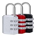 ABOUT SPACE Number Lock (3 Pack)- 3-Digit Number Anti-Theft Zinc Alloy Locker-Resettable PIN Number Water-Resistant Combination Padlock,Hardened Shackle for Door, Luggage(6 x 2.3cm) (Grey, Black, Red)