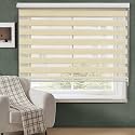 ABOUT SPACE Polyester Window Blinds - 3 x 7 ft Zebra Roller Blinds for Windows for Light Filtering, Privacy, UV Protection Corded Roll Up Curtain Window Shades Home Office Living Room Kitchen - Beige