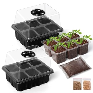 about space seedling tray 2 pack x 6 cells - seedplant starter kit - reusable greenhouse germination tray with humidity dome amp fertilizer soil tomato brinjal seed for garden