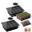 ABOUT SPACE Seedling Tray (2 Pack x 12 Cells) - Seed/Plant Starter Kit - Reusable Greenhouse Germination Tray with Humidity Dome &amp; Fertilizer Soil, Tomato, Brinjal Seed for Garden.