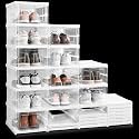 ABOUT SPACE Shoe Box- 6 Tier Transparent Shoe Rack for Home | Collapsible Shoe Organiser with Door-Foldable Sneaker Box (L 25.6 x B 34.5 x H 105cm),PP Plastic
