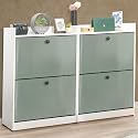 ABOUT SPACE Shoe Rack for Home - 3ft 4 Tilt Out Door Semi-UV Gloss Laminate DIY Engineered Wood Shoe Cabinet - Anti-tip Protection Removable Adjustable Panels for 25-30 Pairs - Green &amp; White
