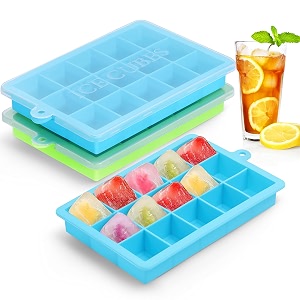 about space silicon ice cube trays for freezer with lid 2 pack - easy release stackable amp flexible food grade material ice trays for fridge -ice moulds for fruits drinksjuices whiskey amp cocktails
