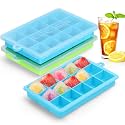 ABOUT SPACE Silicon Ice Cube Trays for Freezer with Lid 2 Pack - Easy Release, Stackable &amp; Flexible Food Grade Material Ice Trays for Fridge -Ice Moulds for Fruits, Drinks,Juices, Whiskey &amp; Cocktails