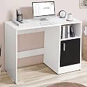 ABOUT SPACE Study Table with Bottom Storage - WFH/Office Computer Table for Laptop, PC, Working, Drawing for Home Office Desk Engineering Wood(White & Black Mahogany- L 95 x B 45 x H 75 cm)