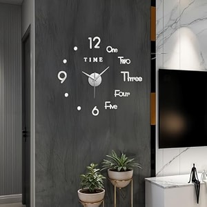 about space wall clock - diy wall sticker clock self adhesive non-ticking frameless acrylic analog watch adjustable size for living room bedroom office gold - letters hearts 25cm 50cm
