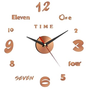 about space wall clock - diy wall sticker clock self adhesive non-ticking frameless acrylic analog watch adjustable size for living room bedroom office brown - numbers words 25cm 50cm