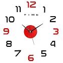 ABOUT SPACE Wall Clock - DIY Wall Sticker Clock Self Adhesive, Non-Ticking, Frameless, Acrylic Analog Watch Adjustable Size for Living Room, Bedroom, Office (Black - Numbers, Birds, Dots), 25cm, 50cm