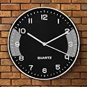 ABOUT SPACE Wall Clock for Home - 12 inch Non-Ticking Minimalist Wall Clock, Unique Clock for Living Room, Bedroom, Dining Room, Office, Classroom, Cafe Wall Decoration (Black & Silver)