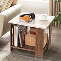ABOUT SPACE Wooden Side Table - Night Stand & End Table Organiser - Space Saver Storage Organizer - Bedside Furniture for Bedroom,Living Room,Hallway(Oak White & Sap Walnut - L 47 x B 40 x H 42 cm)