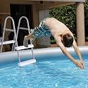 Above Ground Pool Ladder, 4-Step Double-Sided Entry w/Safety Buckle, Folding Design for 52" Height Swimming Pools, Pool Ladder Supports Up to 300lbs, Heavy-Duty PP Plastic & Iron Frame, Easy Setup