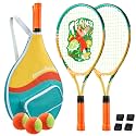 AboveGenius Kids Tennis Racket Set, 21/23/25 inch Tennis Racket for Toddler Youth Starter Kit, 3 Balls, 2 Lightweight Racquets with Easy Carrying Shoulder Strap Bag
