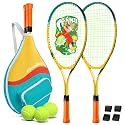 AboveGenius Kids Tennis Racket Set, 21/23/25 inch Tennis Racket for Toddler Youth Starter Kit, 3 Balls, 2 Lightweight Racquets with Easy Carrying Shoulder Strap Bag