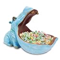 aboxoo Hippo Statue Candy Dish, Funny Big Mouth Container Bowl, Light Blue