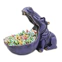 aboxoo Hippo Statue Candy Dish, Funny Big Mouth Container Key Bowl, Purple