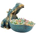 aboxoo Hippo Statue Candy Dish, Funny Big Mouth Container Bowl, Large Blue