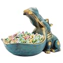 aboxoo Hippo Statue Candy Dish, Funny Storage Key Bowl for Table, Dark Blue