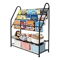 aboxoo Metal Kids Bookshelf Black Large Freestanding