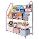 aboxoo Metal Kids Bookshelf Pink Bookcase Freestanding