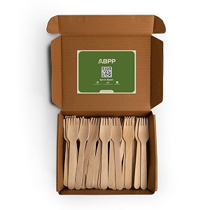 abpp disposable wooden fork 16cm big size 100 pieces  disposable spoons for eating food  best uses kitchen birthday parties events picnic office amp restaurant  disposable fork set