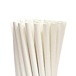 abpp straws for drinking juice amp milkshakes  disposable paper straw 100 straws - white - 8mm wide