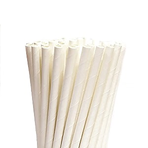 abpp straws for drinking juice  disposable paper straw 150 straws - white - 6mm wide