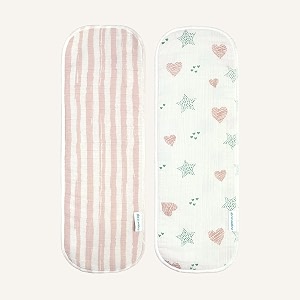 abracadabra cotton muslin burp cloth for newborn baby lightweight and absorbent reusable napkins 38 cm x 17 cm set of 2 - stars amp hearts