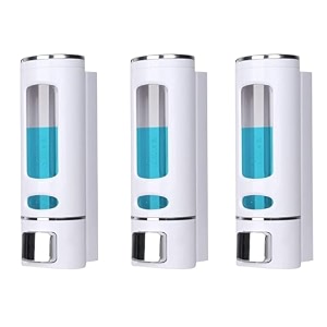 abs liquid soap dispenser for bathroom kitchen amp office  3pcs set 400ml white  wall mounted