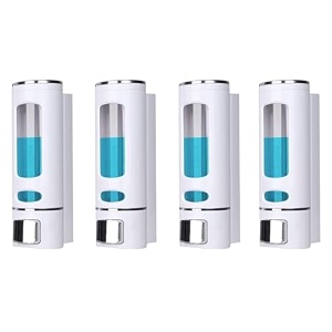 abs liquid soap dispenser set  4 pcs 400ml wall mounted soap dispensers  white bathroom amp kitchen hand wash dispenser  lotion shampoo amp sanitizer holder for home office