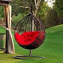 Single Seater Hammock Swing Chair with Stand and Cushion for Patio Balcony Garden Terrace Living Room Relaxing Chair|Jhula (Red)