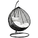 Single Seater Hammock Swing Chair with Stand and Cushion for Patio Balcony Garden Terrace Living Room Relaxing Chair|Jhula (Black-B)