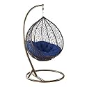 Single Seater Hammock Swing Chair with Stand and Cushion for Patio Balcony Garden Terrace Living Room Relaxing Chair|Jhula (Blue)