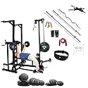 ABS Tower Heavy-Duty Gym Bench with LAT Pull Down &amp; 86KG Rubber Weights | Home Gym Equipment Set