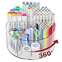 Absonic 250pcs Acrylic Pencil Holder Marker Organizer, Back to School 360-Degree Rotating Pen Holder, Crayon Organizers for Kids Pencil Organizer Caddy Art Supply Lazy Susan Organizer for Desk Office