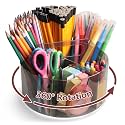 Absonic 250pcs Acrylic Pencil Holder Marker Organizer, 360-Degree Rotating Pen Holder, Crayon Organizers for Kids Pencil Organizer Caddy Art Supply Kids Desk Organizers for Office Home School, Black