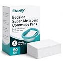 Bedside Commode Absorbent Pads – 50 Super Absorbent Commode Pads with Absorbent Gel Core - Fits Standard Commode Liners and Potty Chairs