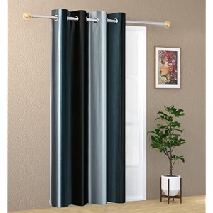 abstract long crush stripped eyelet polyester curtains - 1 piece grey door_7 feet
